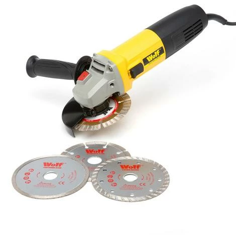 Wolf 850w Angle Grinder & 3pc Disc Set 1 Wolf 850w Angle Grinder & 3pc Disc Set